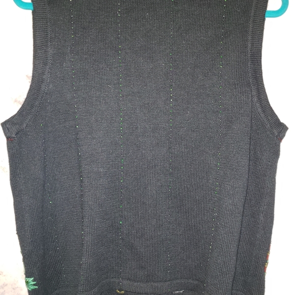 Ugly Christmas grandma beaded sweater vest sz M - Picture 9 of 11